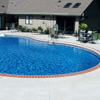 Pool deck brick edge cream coating