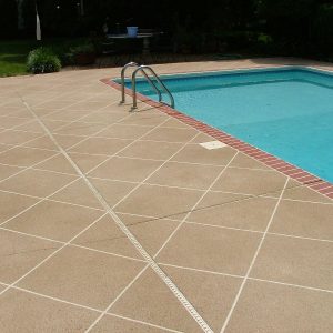 Pool deck brick edge tan diagonal
